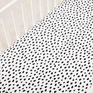 Pottery Barn Kids Black Brushstroke Dot Fitted Crib Sheet Organic Cotton
